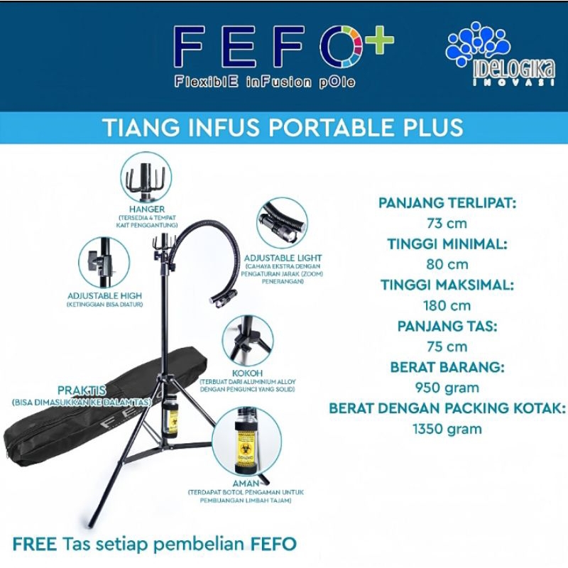 FEFO PLUS ( Tiang Infus Portable capd ) free tas homecare