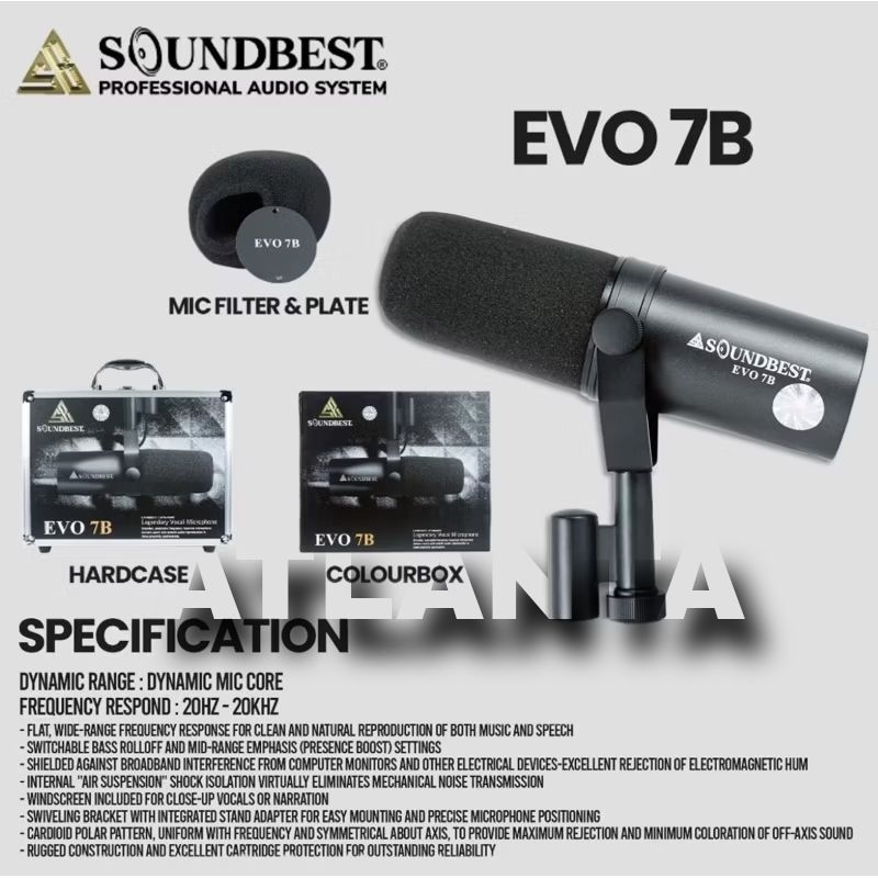 Microphone Kabel Popcast Soundbest EVO 7 B Original Vokal Microphone Cardioid Polar