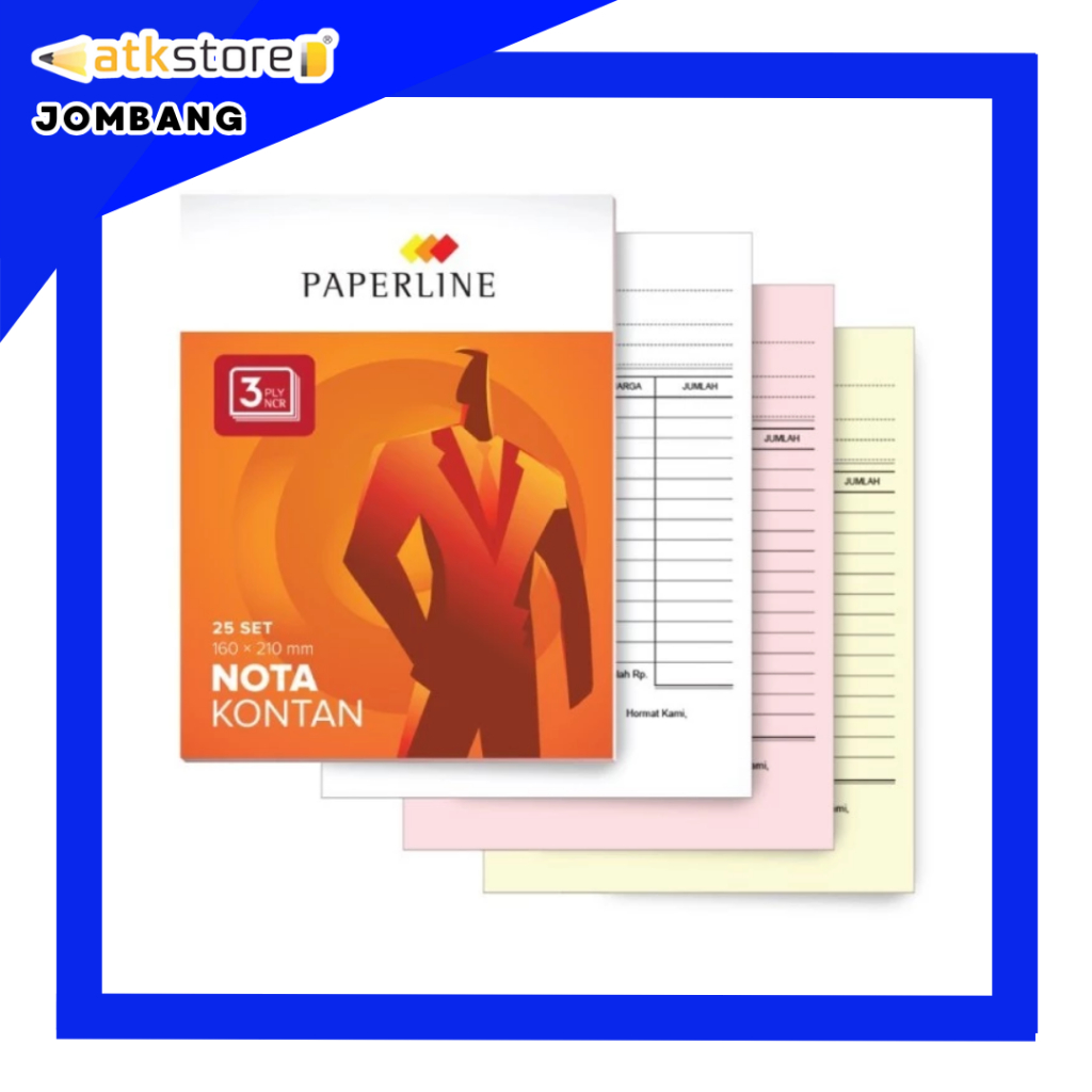 

(PACK) PAPERLINE Nota Kontan NCR B3 160 x 210 mm 3 PLY 25 Lembar - Nota Pembayaran Rangkap - ATJ