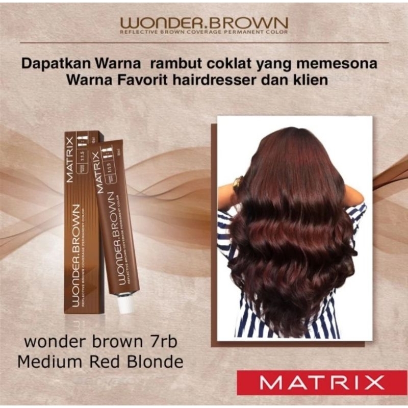 Cat rambut matrix wonder brown 7RB medium blonde red brown pewarna rambut