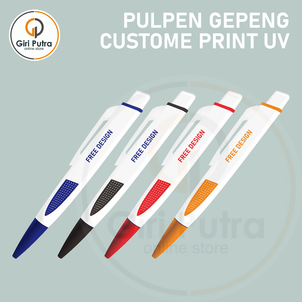 PULPEN GEPENG CUSTOM PRINT UV / PULPEN SOUVENIR / MEDIA PROMOSI