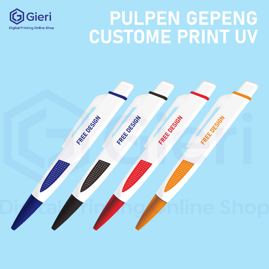 PULPEN GEPENG CUSTOM PRINT UV / PULPEN SOUVENIR / MEDIA PROMOSI