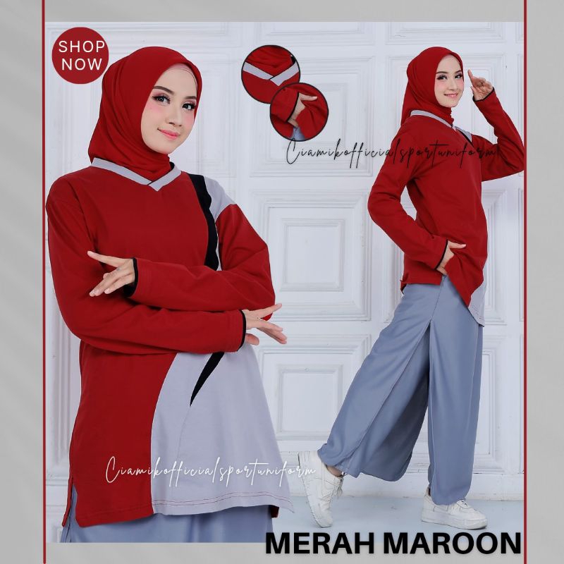 SETELAN BAJU OLAHRAGA SENAM WANITA MUSLIMAH / Set Olahraga Rok Celana