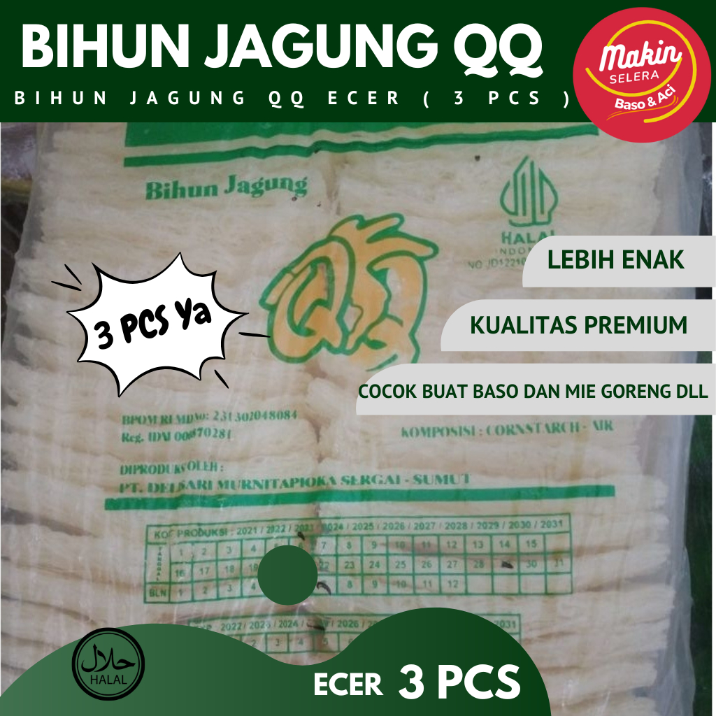 

Bihun Jagung QQ Ecer ( 3 pcs ) Cocok Untuk Bakso, Sop, Mie Goreng dll Makin Selera