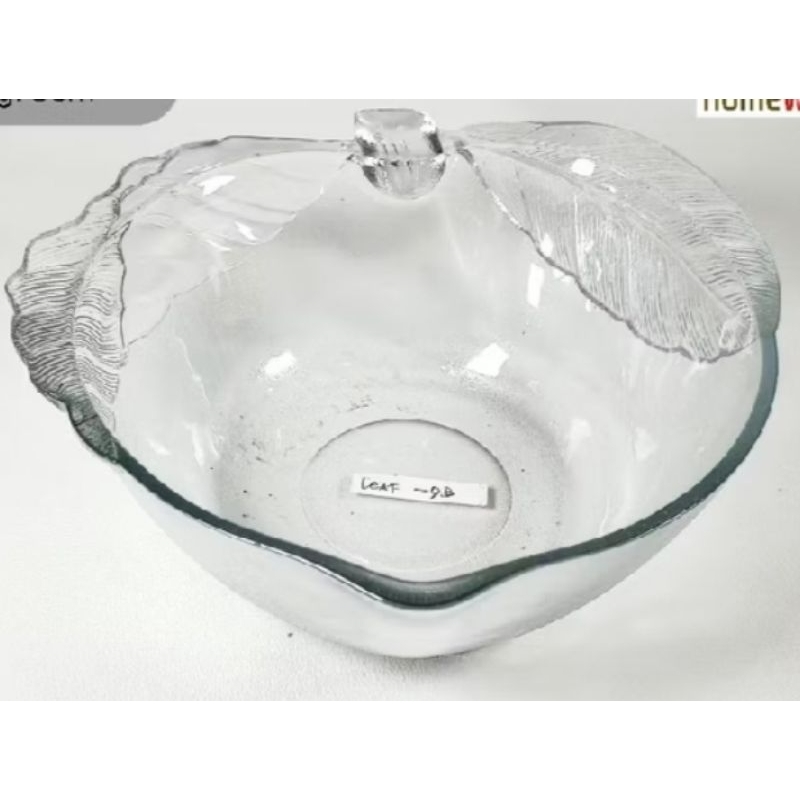 Mangkok Mangkuk Saji Bowl Kaca Besar Hias Souvenir Leaf-9 SY Diameter 20cm Tinggi 8cm