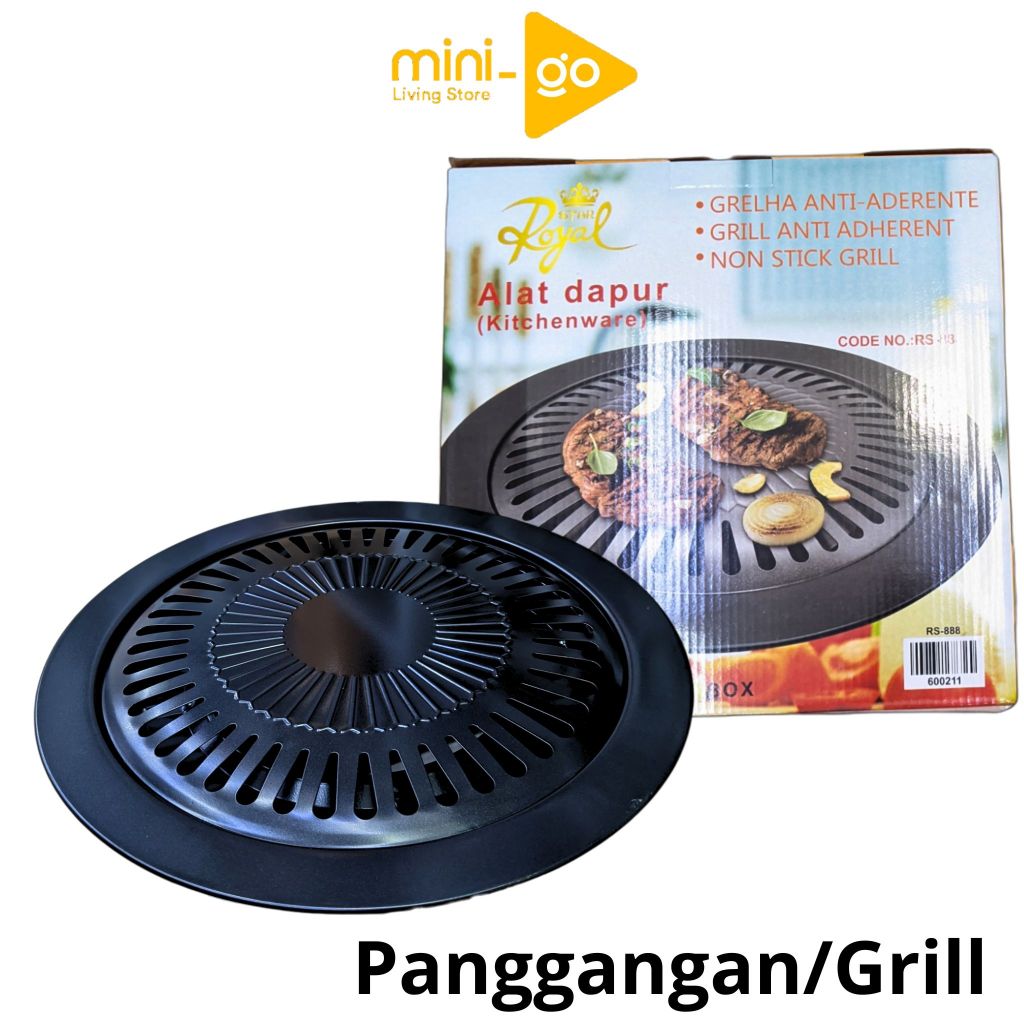 Alat Panggang BBQ Grill Pan 32CM / Pemanggang Daging Barbeque / Panggangan BBQ Bulat Bakaran Anti Le