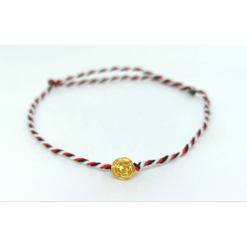Gelang Emas Asli Mawar 24K Hongkong 999% Tali Tridatu