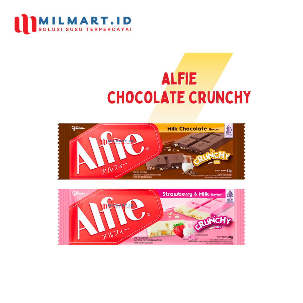

ALFIE CHOCOLATE CRUNCHY 31G MILK CHOCO JAJANAN STRAWBERRY COKELAT CAMILAN