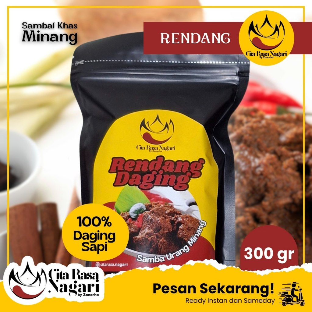 

Rendang Daging Sapi Asli Khas Padang Minang 300 gr Halal Makanan Siap Saji Rendang