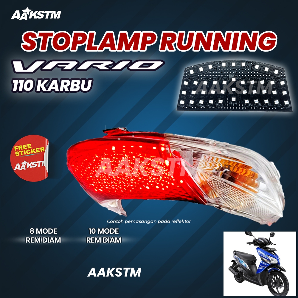 STOPLAMP RUNNING VARIO KARBU VARIO 110 KARBU LAMPU REM LED 8 & 10 MODE VARIASI AA KASTEM