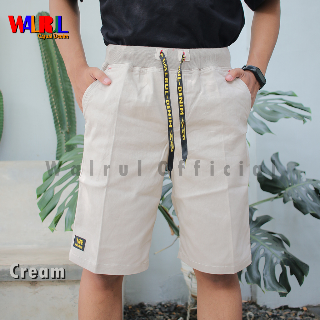 Celana Pendek Chinos Pria / Polos WALRUL Rib Premium By Walrul Casual Denim Combed Premium Stretch