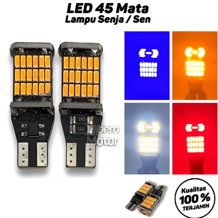 Lampu Sen Dajjal Sein Dajjal motor Sepasang 45 LED Senja T10 Super terang Universal Semua Motor