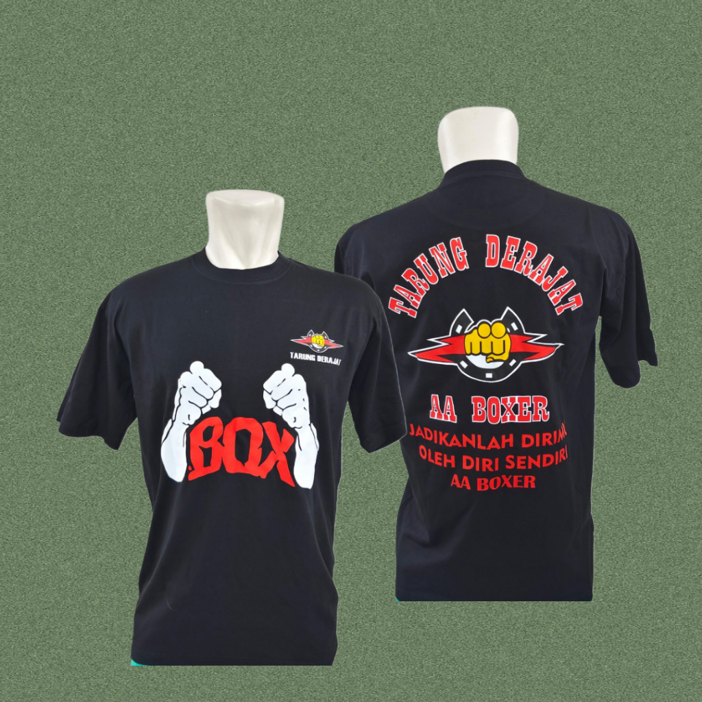 KAOS TARUNG DERAJAT AA BOXER BAHAN COTTON COMBED 30S BONUS TOPI TRUCKER