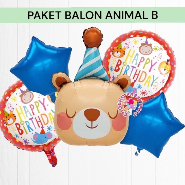 Paket Balon ANIMAL B / Dekorasi Ulang Tahun Animal Zoo