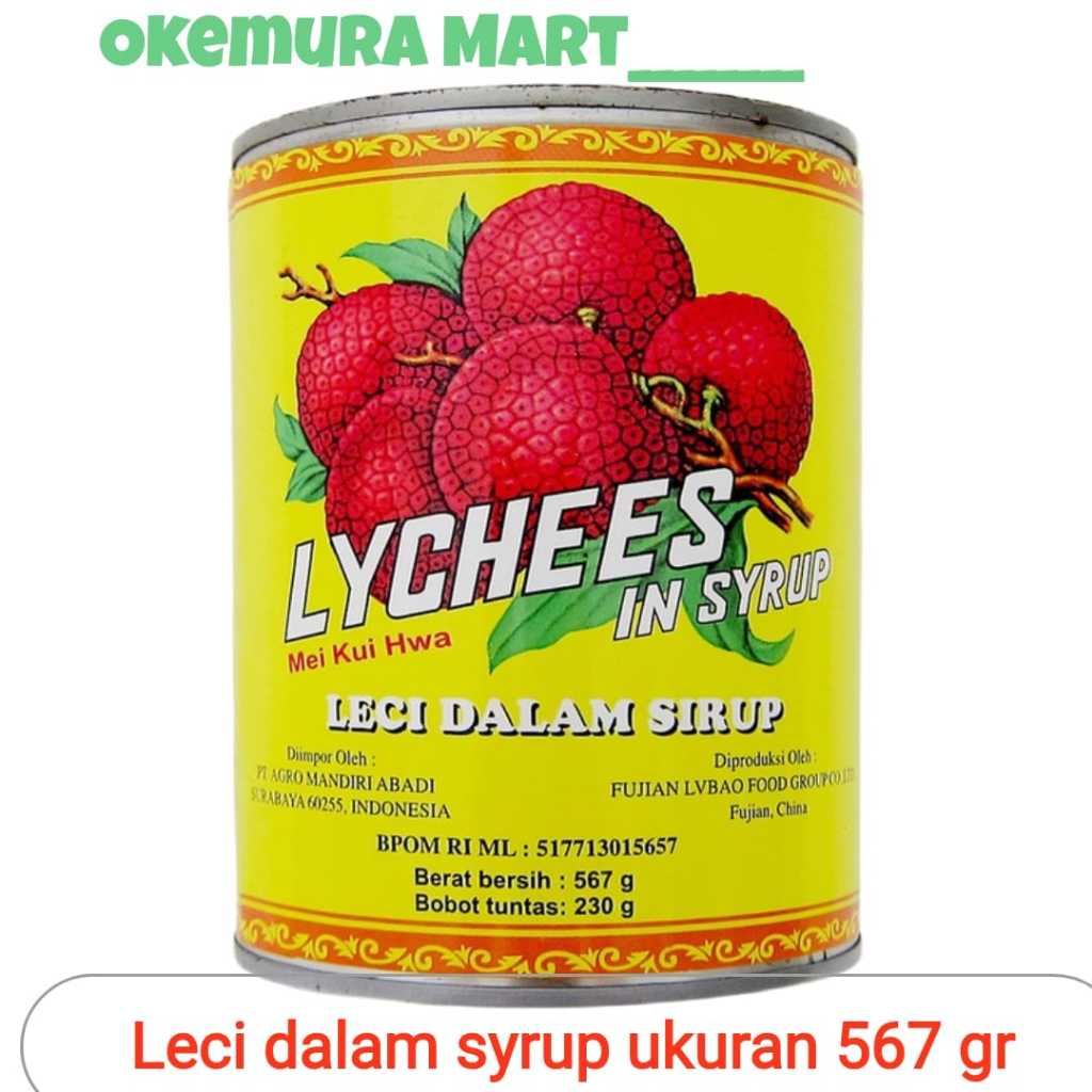 

Mei Kui Hwa Lychees in Syrup / Leci dalam sirup 567 gram/buah kaleng