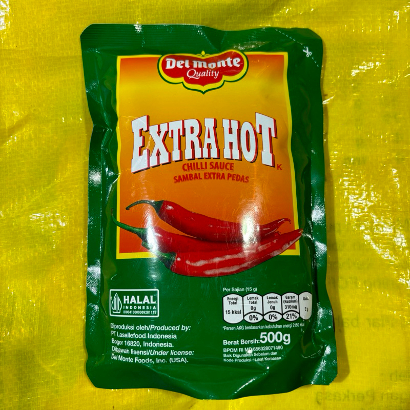 

saus sambal delmonte saos extrahot kemasan 500gr 1/2kg