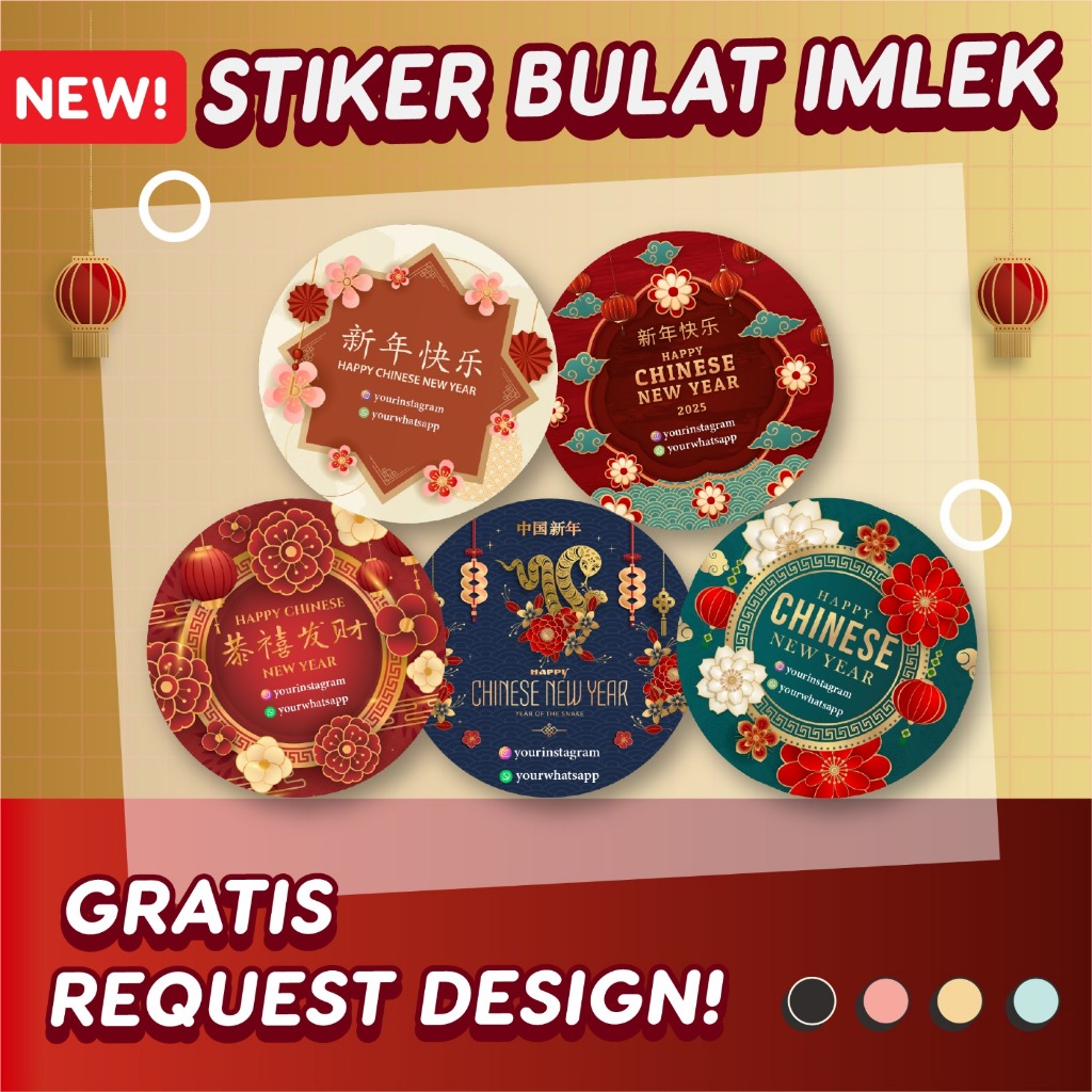 

Stiker Imlek 2025 Custom Vinyl Anti Air Waterproof | Stiker Thank you | Stiker Label Makanan | Sticker Bulat