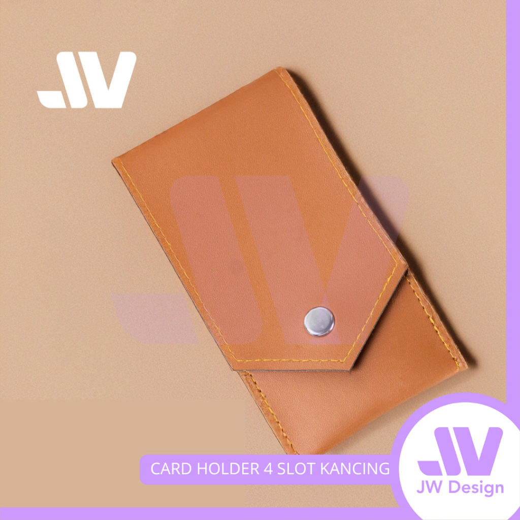 

JW Custom Souvenir Cardholder Vinyl 4 Slot Kancing 8.5x14.5 Dompet Kartu Free Packing Plastik dan Paper Brown