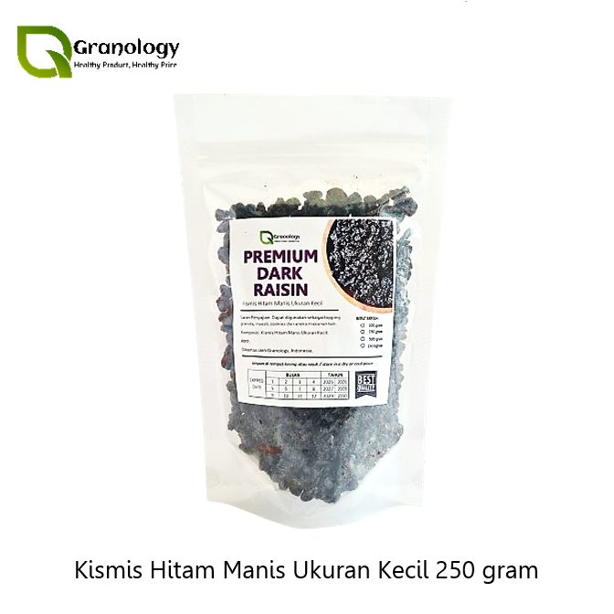 

Premium Dark Raisin / Kismis Hitam Manis Ukuran Kecil (250 gram) by Granology