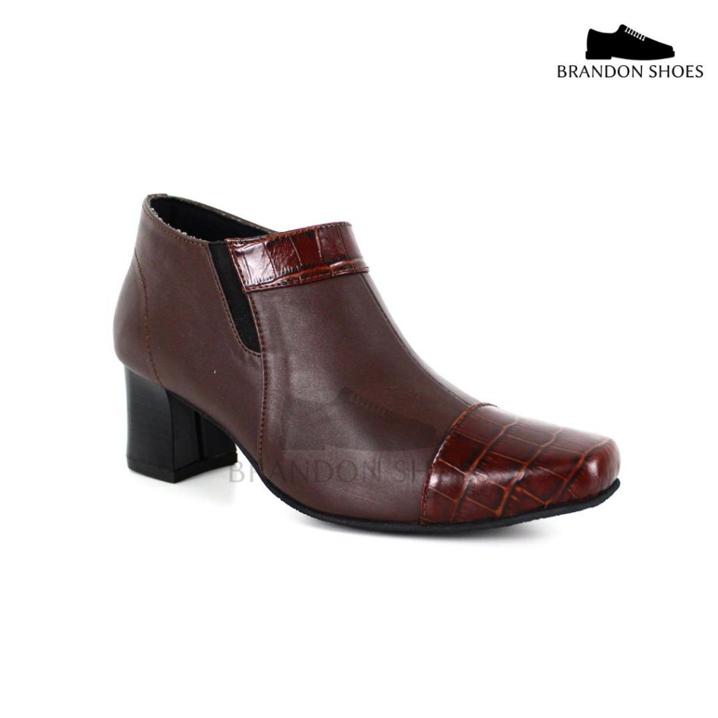 36-40 Rosini Blue - Sepatu Ankle Boots Wanita Heels Pendek Casual [100% KULIT SAPI ASLI]