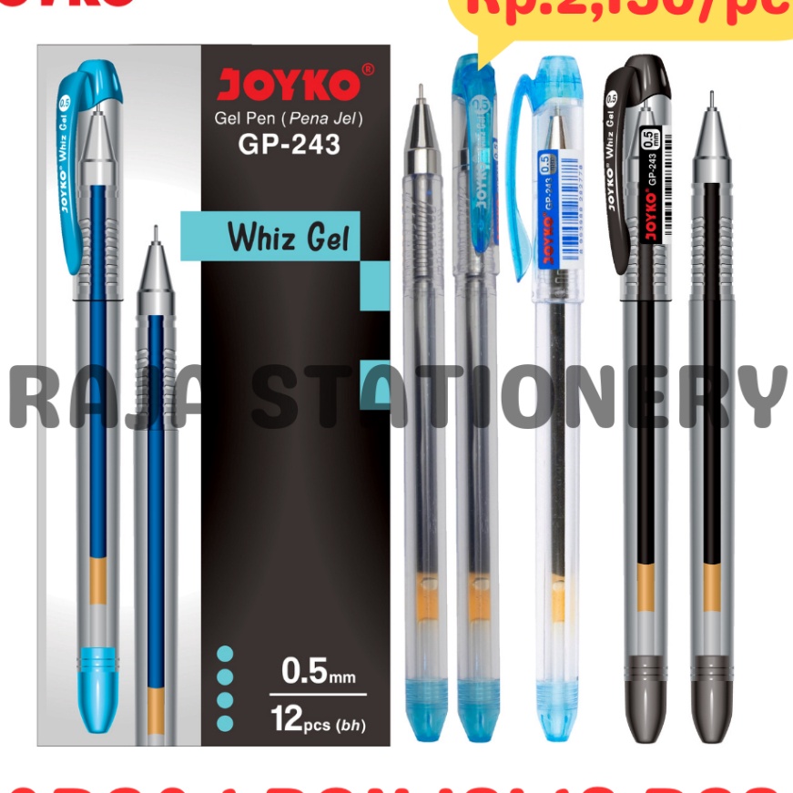 

Ekstra JOYKO GEL PEN WHIZ GEL 5 BLACK BLUE PENA PULPEN JOYKO JEL HITAM BIRU 5MM GP243 BOX LUSIN 12PCS