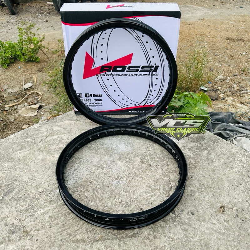 velg ROSSI pelek 160 - 185 ring 17 hitam sepasang lingkaran velg ROSSI depan belakang