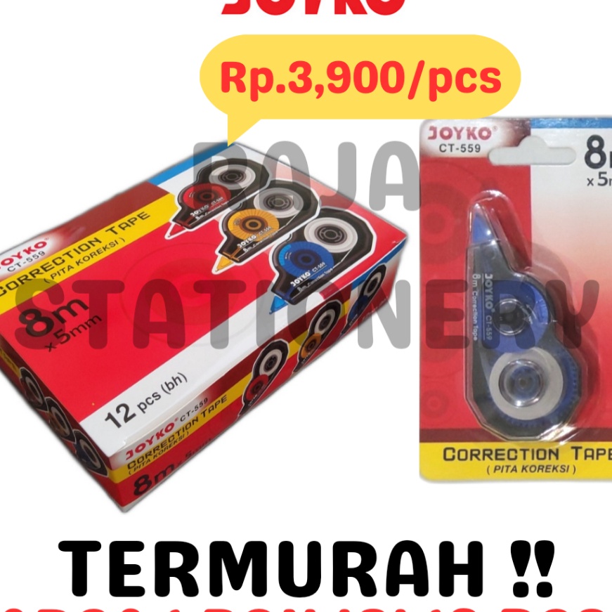 

Hemat JOYKO CORRECTION TAPE 8m TIPEX KES JOYKO TIPE X TIP CT559 12PCS