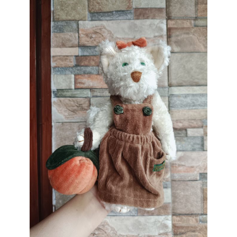 Boneka Teddy Vintage Boyds Cat Felina B Catterwall With Pumpkin