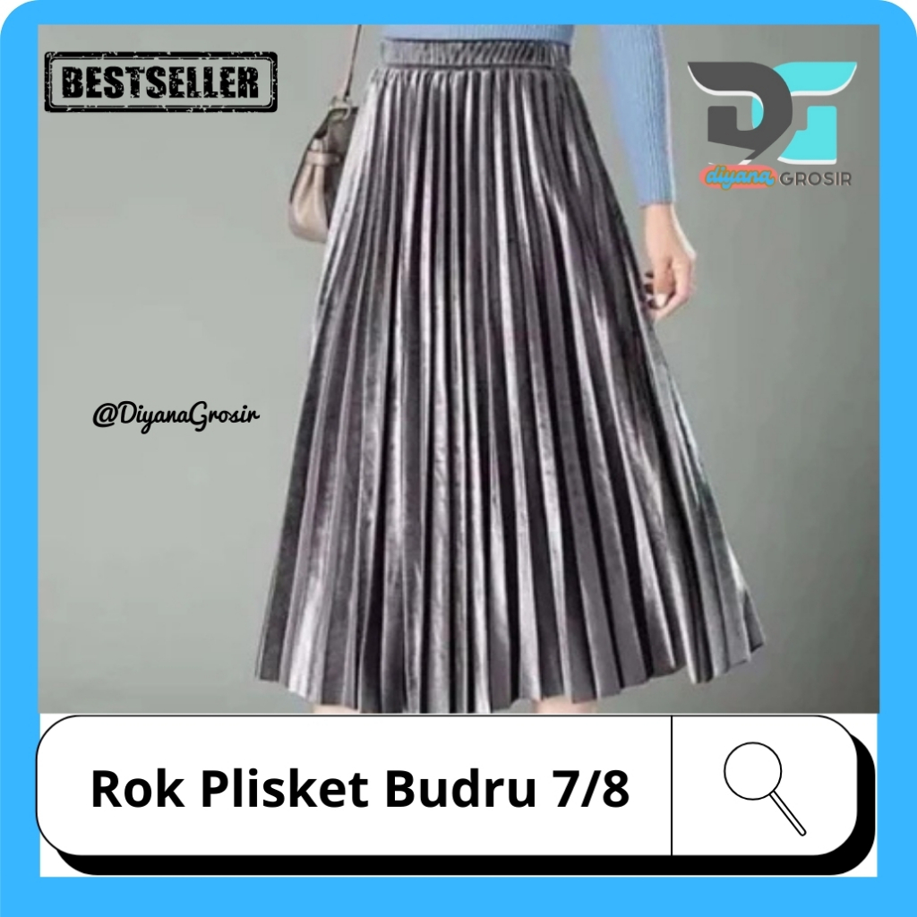 Rok Plisket Bludru Velvet Premium Import 7/8