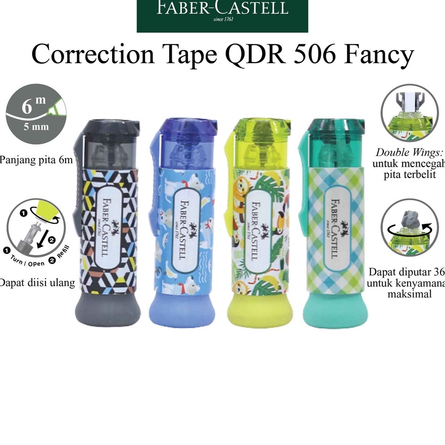 

Cashback Correction Tape Faber Castell Tipe QDR 2 In 1 Termasuk Penghapus dibagian Atas Tipe X Kes