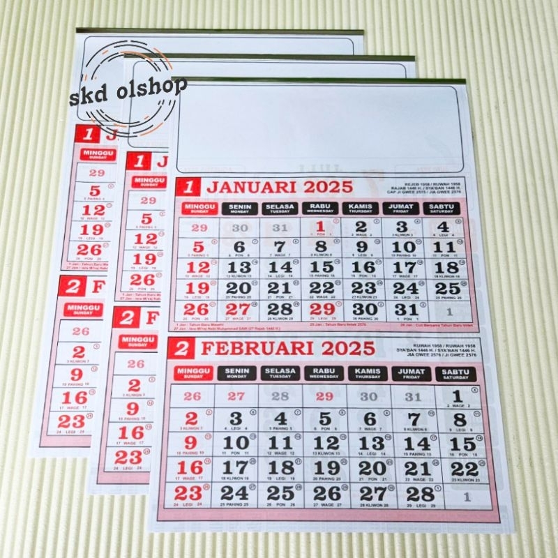 

Kalender kerja dwibulanan tahun 2025 6 lembar 2 bulanan ukuran 31x45cm( kalender DAUR ULANG )