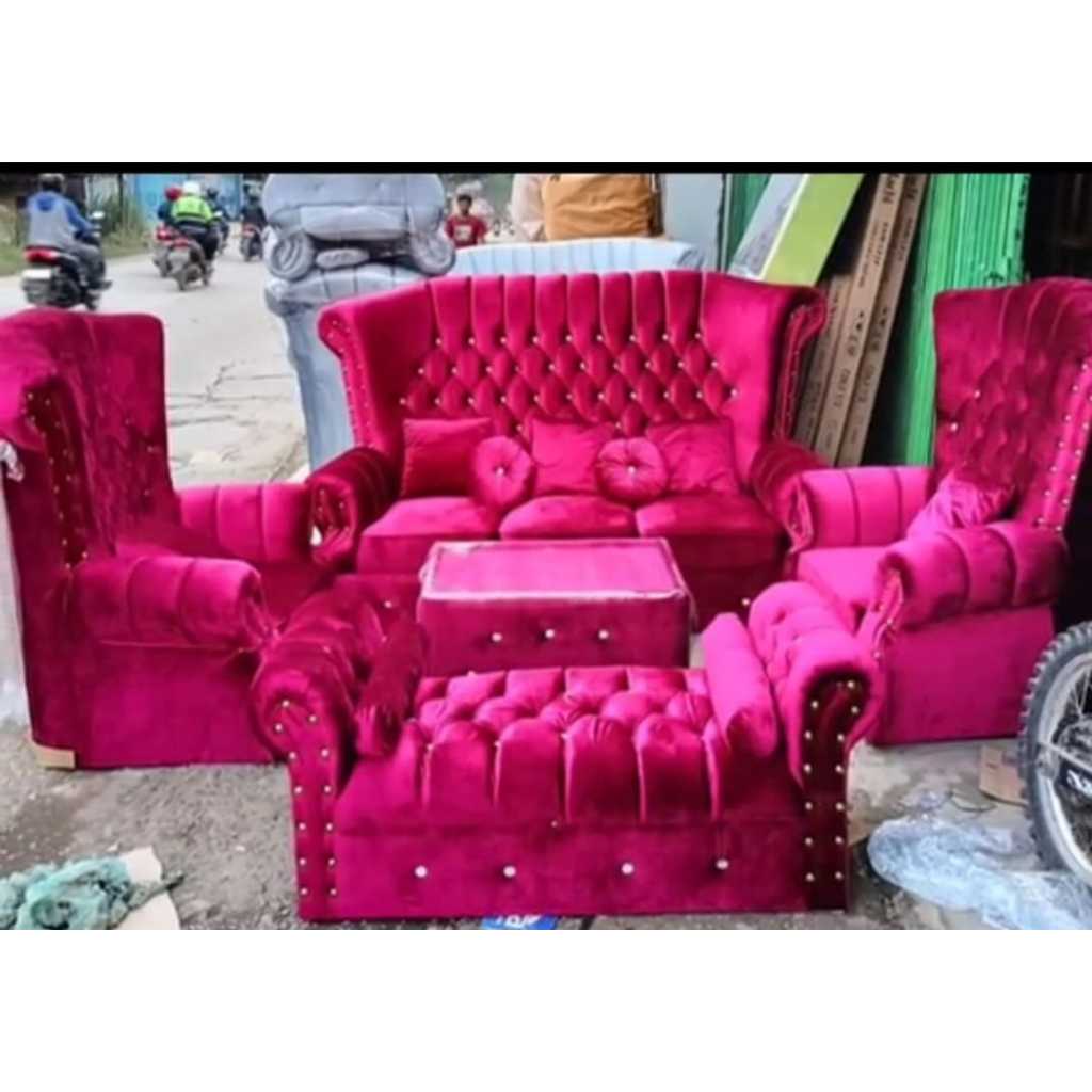 sofa jaguar syahrini jumbo 321& meja kain velvet (sofa mewah dengan harga pengrajin)