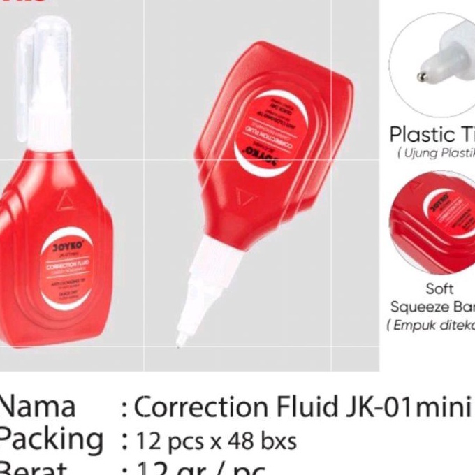 

HJ6 Correction FluidTipex Cair Joyko Jk1 M 1pak12pcs