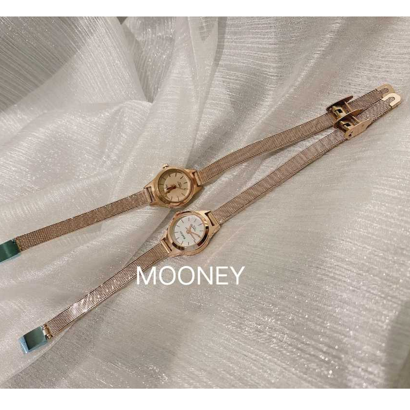 Mooney Jam Tangan Wanita Tali Rantai Pasir Stainless Steel Jam Analog Fashion Mini