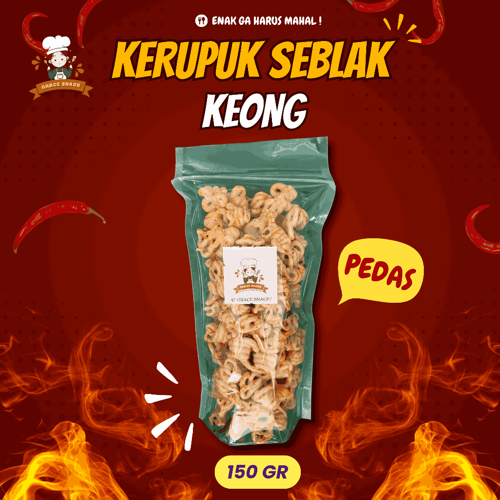 

KERUPUK SEBLAK KEONG 150 GR POUCH - Grace Snack