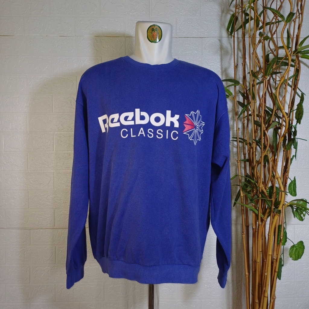CREWNECK REEBOK CLASIC, SIZE L (SECOND BRANDED) BIRU, CN0245