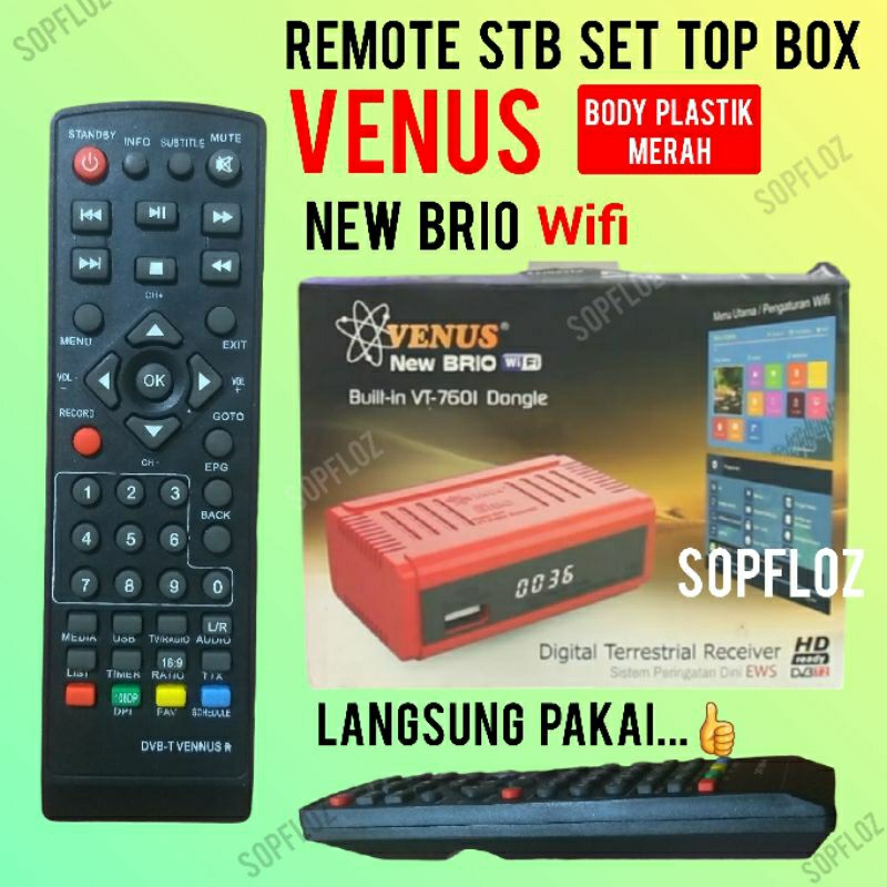 Remote stb venus new brio wifi set top box body plastik merah