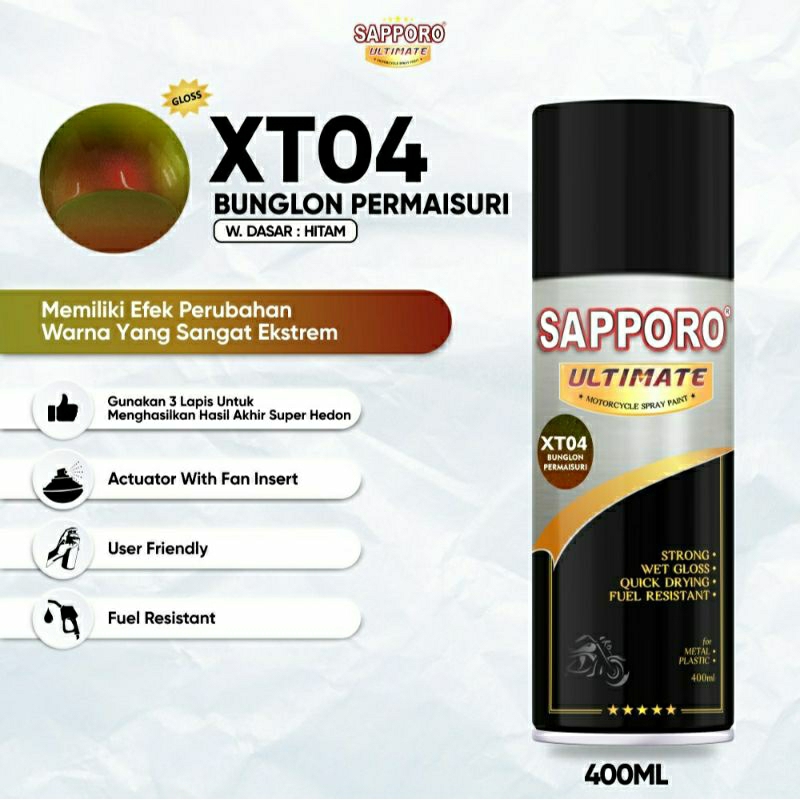#MAU# Cat Semprot Sapporo Ultimate XT04 Bunglon Permaisuri 400ml Chameleon Kuning Merah Pelangi Warn