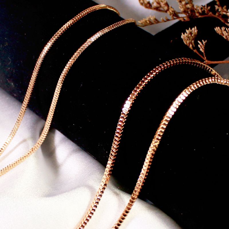 Kalung Emas Rantai Sisik Ular / Kalung Emas Rantai Korea / Perhiasan Aksesoris Wanita Lapis Emas