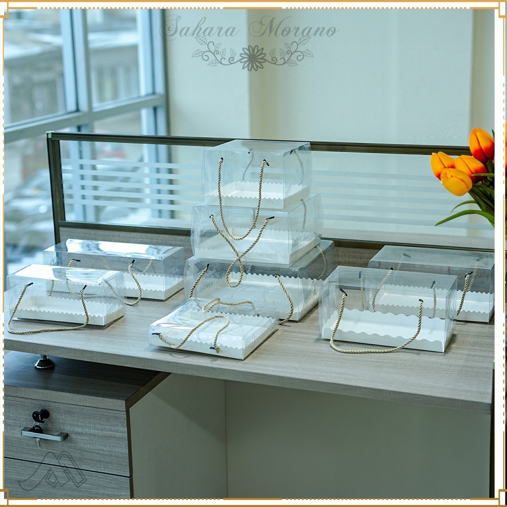 Cake Box / Box Mika Tali Transparan / Box Roll Cake Bolu Gulung