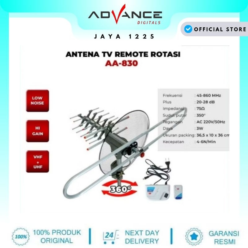Antena Digital Advance AA-830 Outdoor/Indor Remote for TV Tabung & LED TV