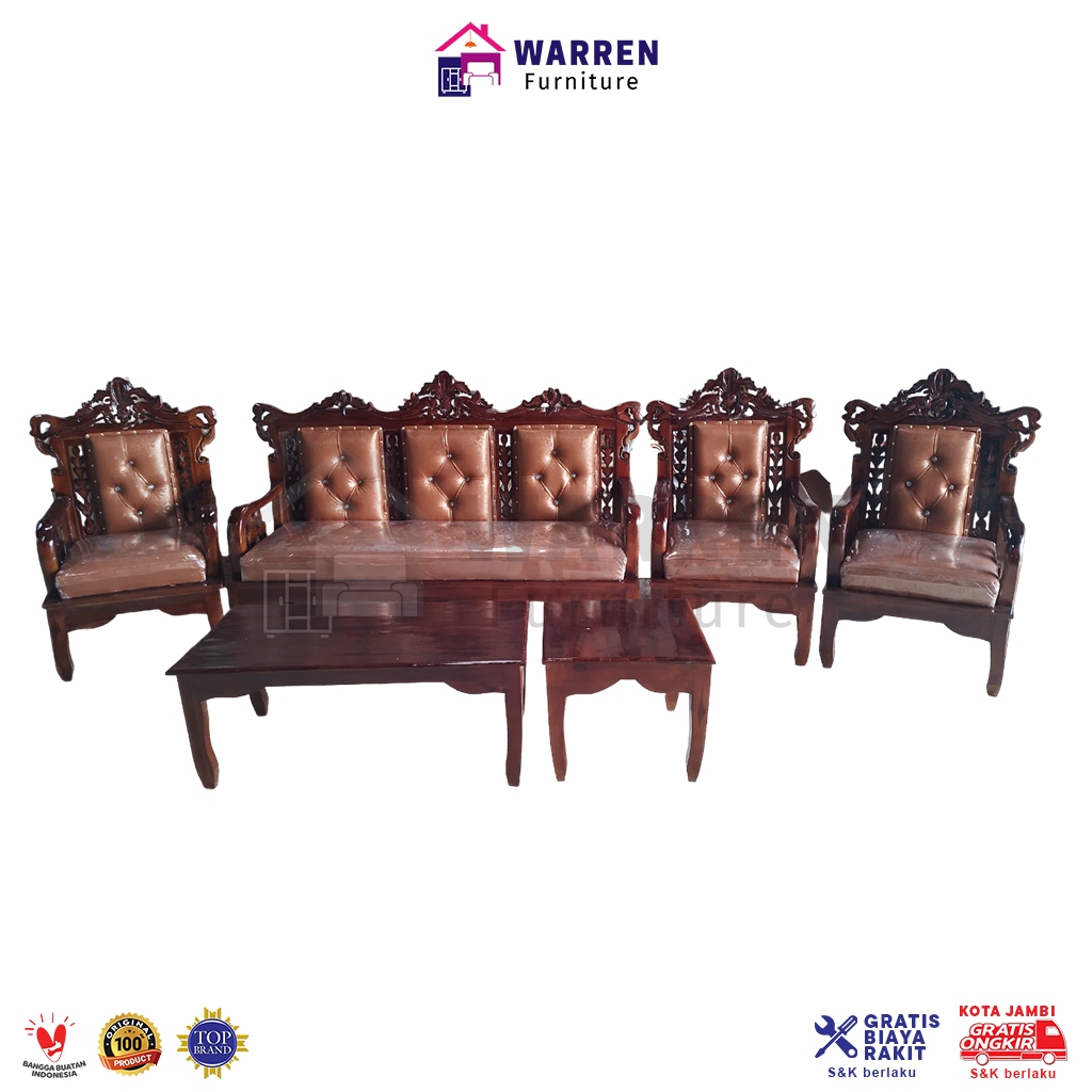 Kursi Jati Jepara / Kursi ukir / Kursi Tamu kayu Jati Hongkong 3111 + meja jati