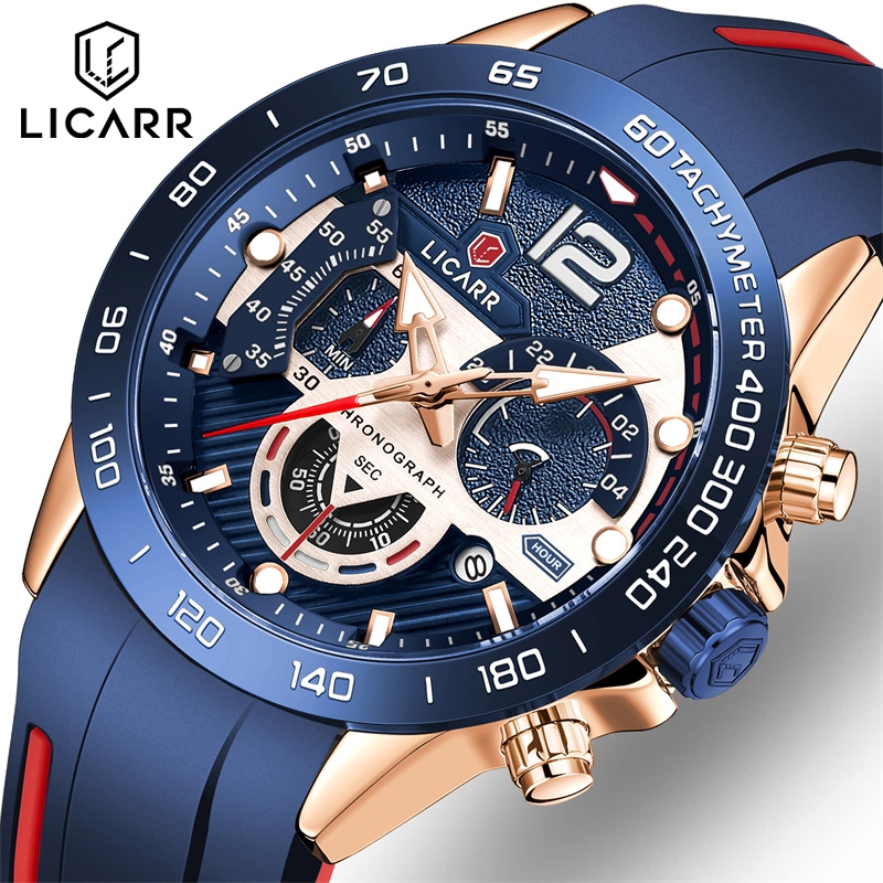 LICARR Jam Tangan Pria Original Analog Kuarsa Stainless Steel Anti Air Multifungsi Keren Santai Jam 