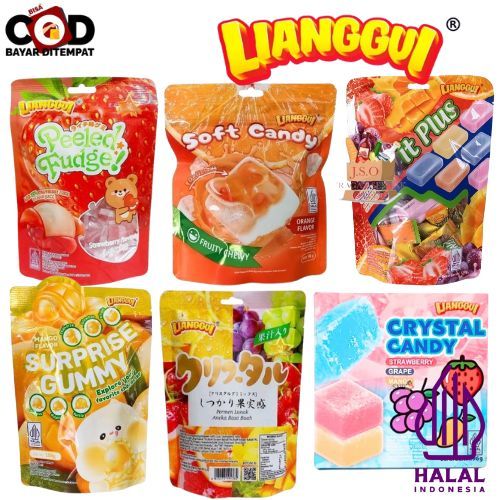 

[ JSO ] Lianggui Halal Permen Jelly Lunak Peeled Fudge Surprise Gummy Fruit Plus Crystal Candy Soft Candy Permen Lunak Aneka Rasa Buah Buahan Liang Gui Strawberry Mango Orange Lychee Grape Assorted Flavour Permen Anak Import Snack Cemilan Anak Murah