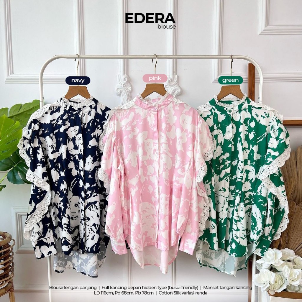 BLOUSE EDERA by JRY / Atasan Wanita Bahan Katun Cotton Silky Variasi Renda / Fashion Wanita