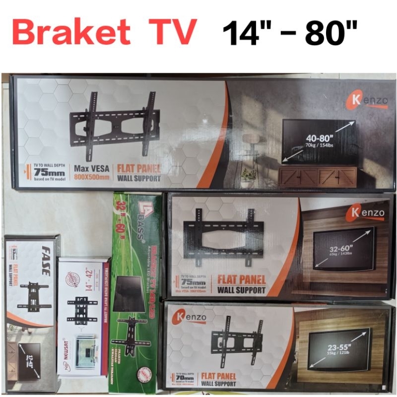 Braket TV LED Kenzo Original Ukuran TV 15 Inchi Sampai 80 Inchi