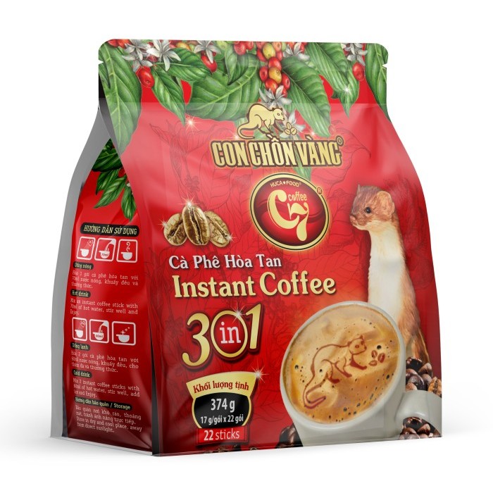 

Cà Phê Hòa Tan CON CHON VANG C7 Coffee Golden Weasel 3in1 Instant Coffee Red Bag - 22 packs x 17gr
