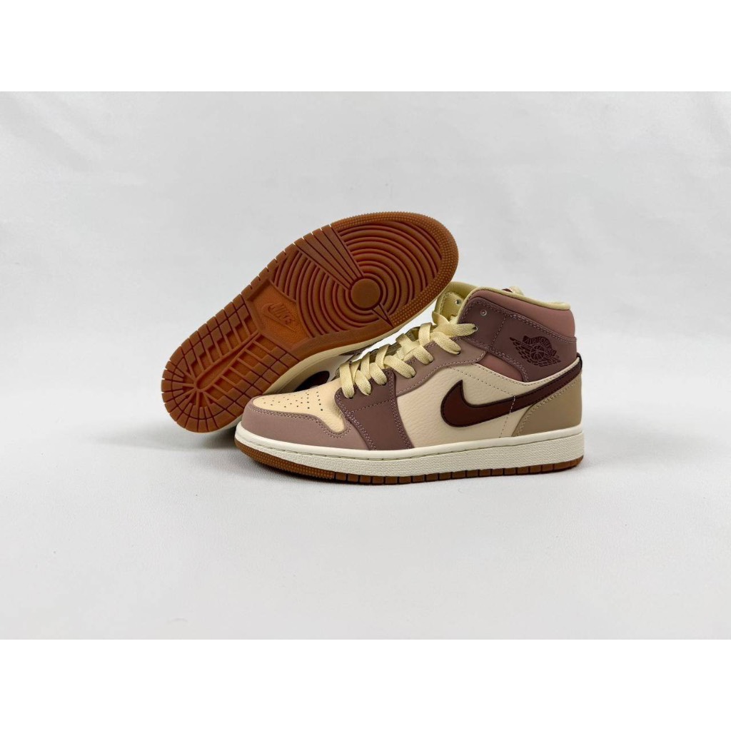 JORDAN 1 MID SE DARK PONY SMOKY MAUVE (W)-BARELY ORANGE/DARK PONY-PALE IVORY-SMOKEY MAUVE-ROSEWOOD G