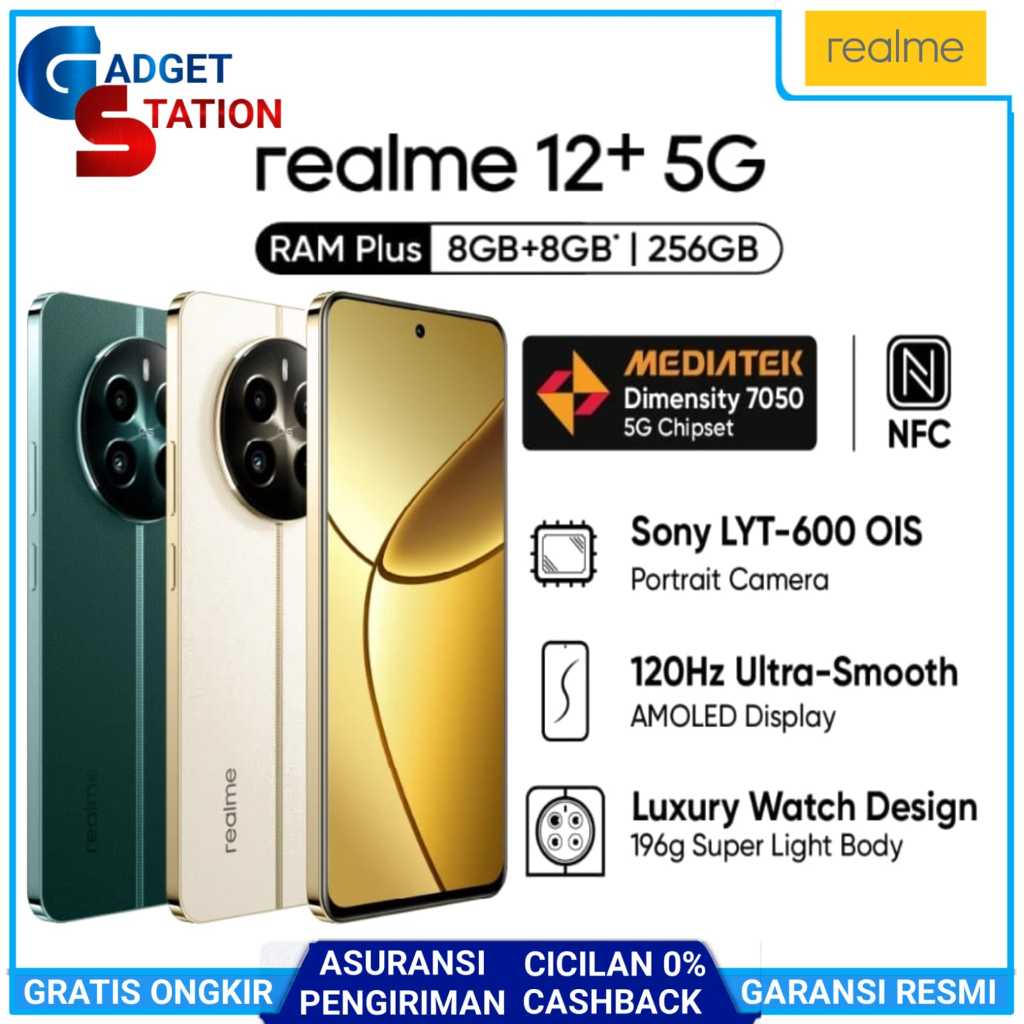 HP REALME 12 PLUS 5G NFC RAM [8/256GB] GARANSI RESMI INDONESIA