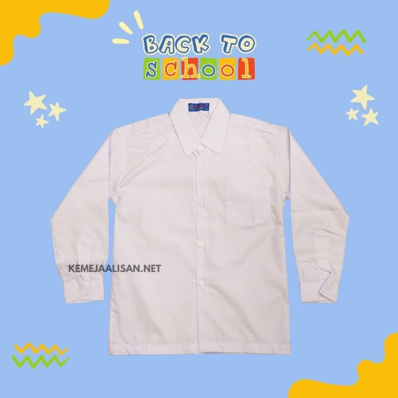 

Baju SERAGAM Sekolah Putih Polos Tanpa Bet Lengan Panjang